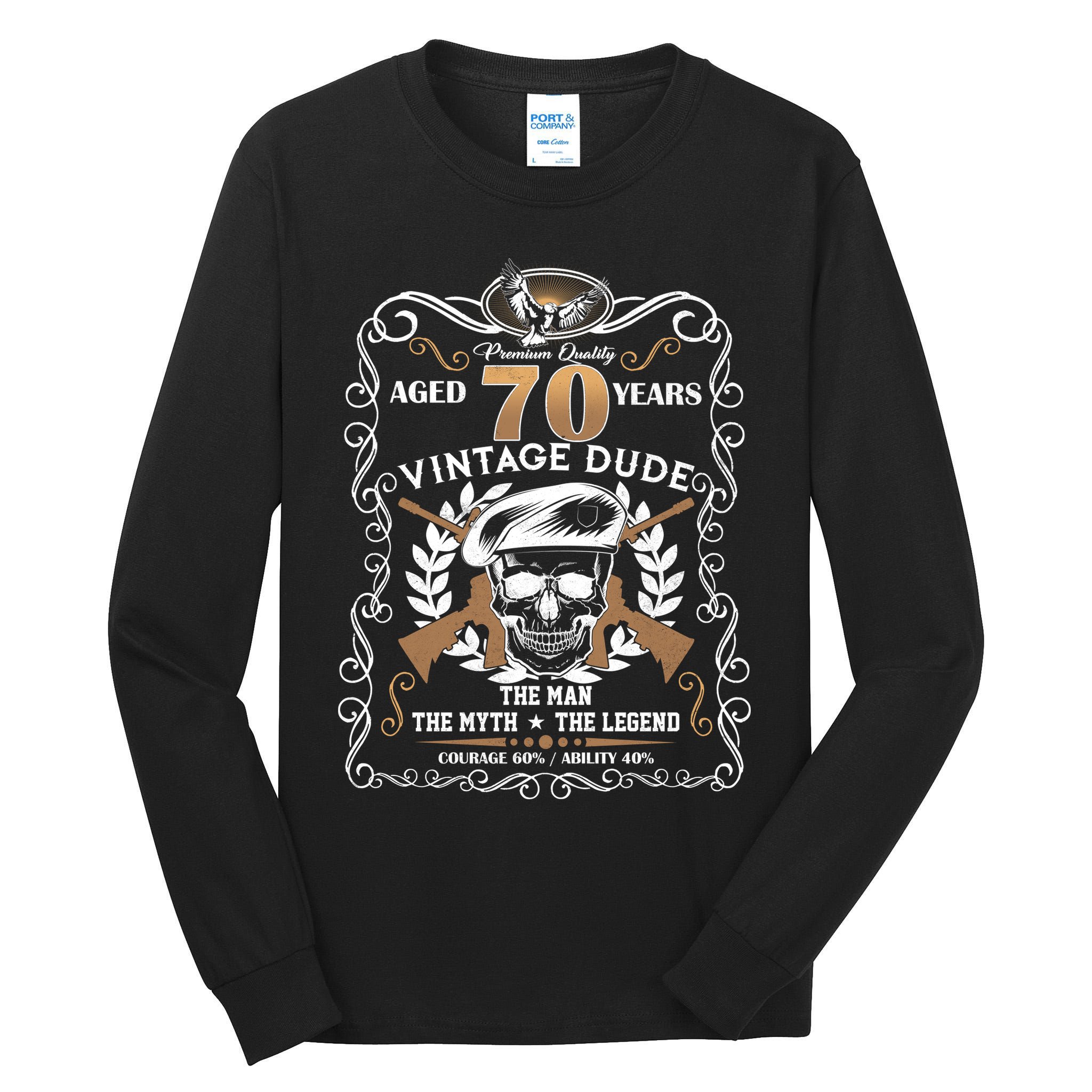 Vintage Dude Aged 70 Years Man Myth Legend 70th Birthday  Tall Long Sleeve T-Shirt
