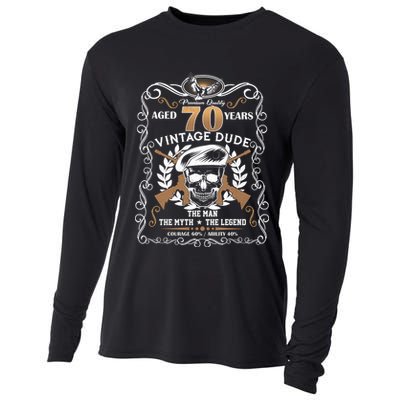Vintage Dude Aged 70 Years Man Myth Legend 70th Birthday  Cooling Performance Long Sleeve Crew