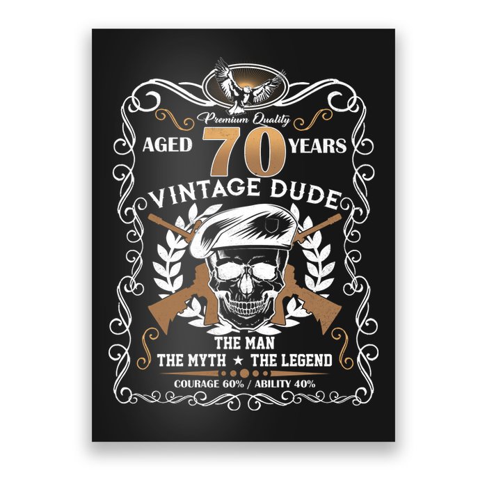 Vintage Dude Aged 70 Years Man Myth Legend 70th Birthday  Poster