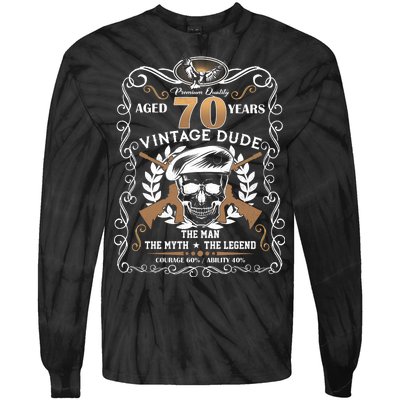 Vintage Dude Aged 70 Years Man Myth Legend 70th Birthday  Tie-Dye Long Sleeve Shirt