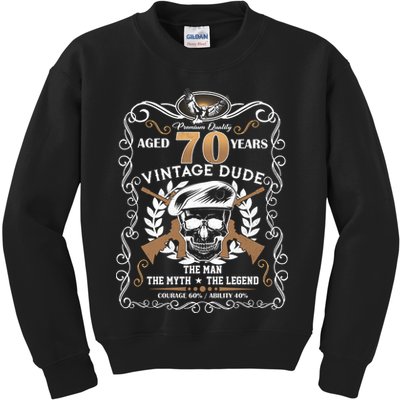 Vintage Dude Aged 70 Years Man Myth Legend 70th Birthday  Kids Sweatshirt