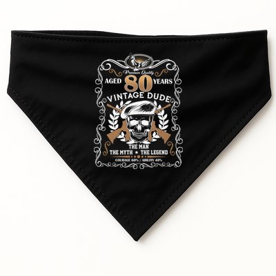 Vintage Dude Aged 80 Years Man Myth Legend 80th Birthday  USA-Made Doggie Bandana
