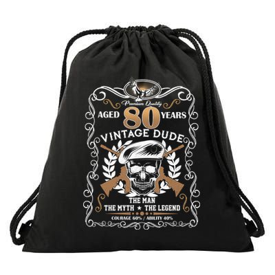 Vintage Dude Aged 80 Years Man Myth Legend 80th Birthday  Drawstring Bag