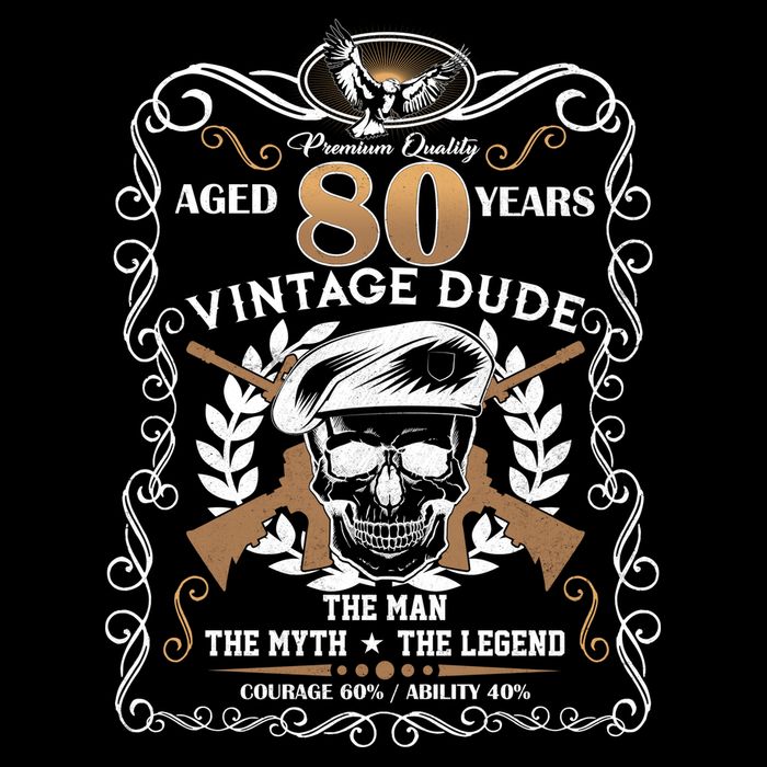 Vintage Dude Aged 80 Years Man Myth Legend 80th Birthday  Flatbill Hat