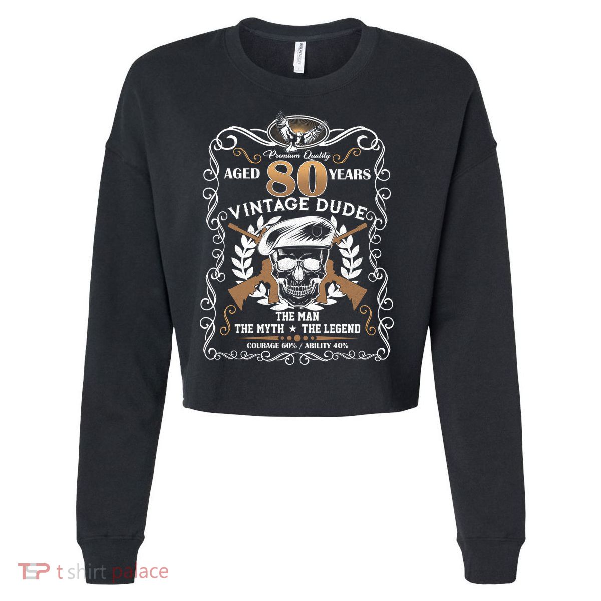 Vintage Dude Aged 80 Years Man Myth Legend 80th Birthday  Cropped Pullover Crew