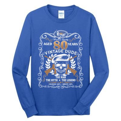 Vintage Dude Aged 80 Years Man Myth Legend 80th Birthday  Tall Long Sleeve T-Shirt