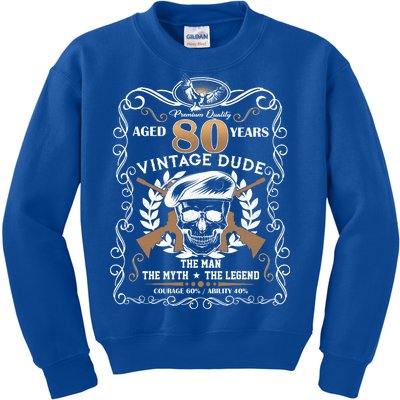 Vintage Dude Aged 80 Years Man Myth Legend 80th Birthday  Kids Sweatshirt