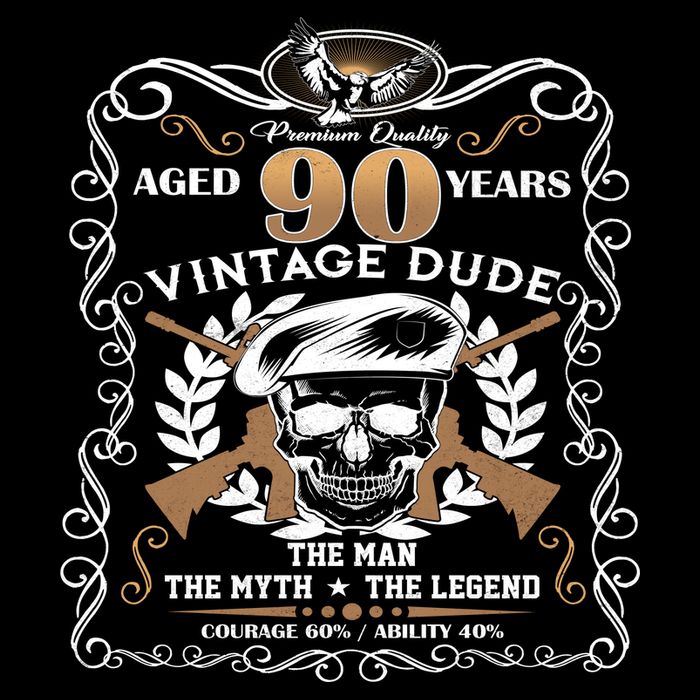 Vintage Dude Aged 90 Years Man Myth Legend 90th Birthday  Bucket Hat