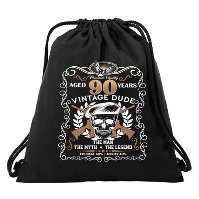 Vintage Dude Aged 90 Years Man Myth Legend 90th Birthday  Drawstring Bag
