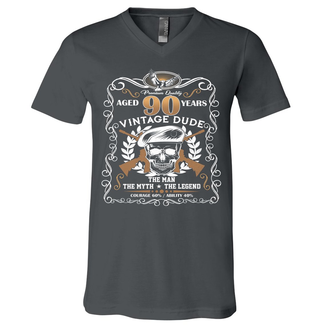 Vintage Dude Aged 90 Years Man Myth Legend 90th Birthday  V-Neck T-Shirt