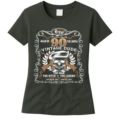 Vintage Dude Aged 90 Years Man Myth Legend 90th Birthday  Womens T-Shirt
