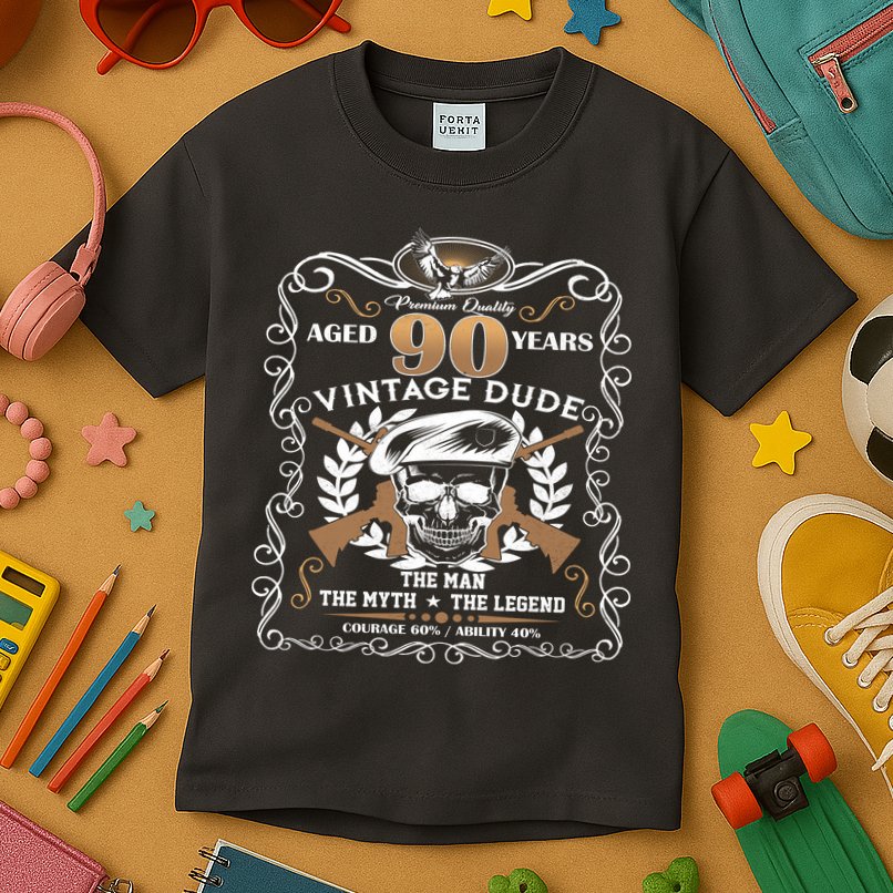 Vintage Dude Aged 90 Years Man Myth Legend 90th Birthday  Kids T-Shirt