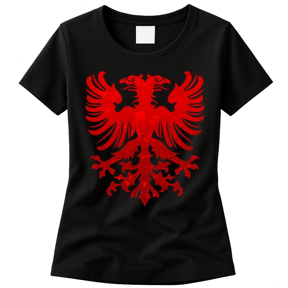 Vintage Eagle Albanian Flag Womens T-Shirt