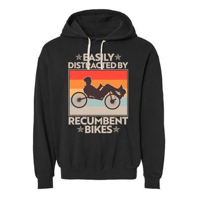 Vintage Easily Distracted By Recumbent Bikes Garment-Dyed Fleece Hoodie