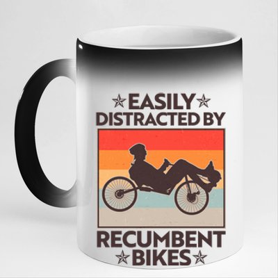 Vintage Easily Distracted By Recumbent Bikes 11oz Black Color Changing Mug