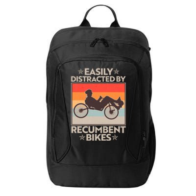 Vintage Easily Distracted By Recumbent Bikes City Backpack