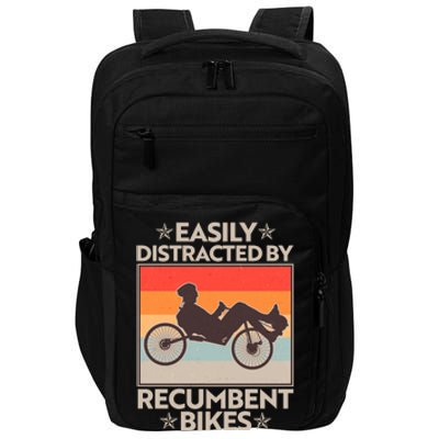 Vintage Easily Distracted By Recumbent Bikes Impact Tech Backpack