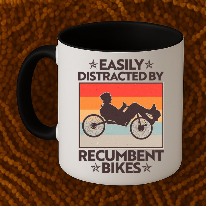 Vintage Easily Distracted By Recumbent Bikes Mug