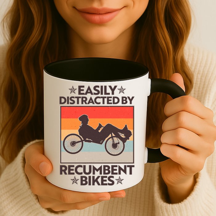 Vintage Easily Distracted By Recumbent Bikes Mug