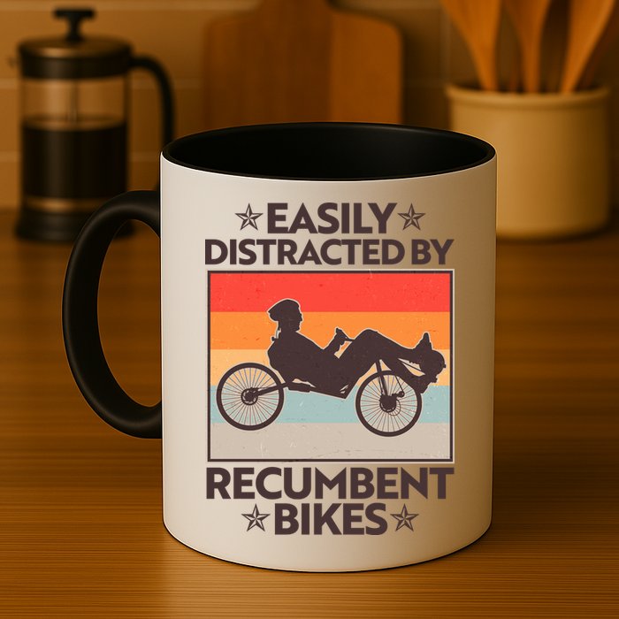 Vintage Easily Distracted By Recumbent Bikes Mug