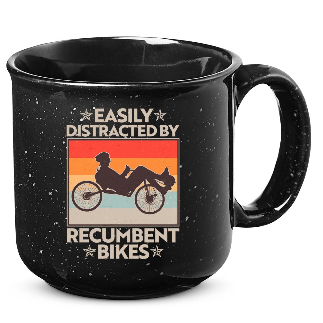 Vintage Easily Distracted By Recumbent Bikes 15oz Campfire Ceramic Mug