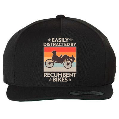 Vintage Easily Distracted By Recumbent Bikes Wool Snapback Cap