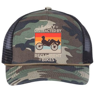 Vintage Easily Distracted By Recumbent Bikes Retro Rope Trucker Hat Cap