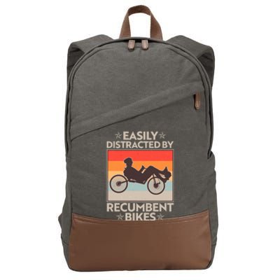 Vintage Easily Distracted By Recumbent Bikes Cotton Canvas Backpack