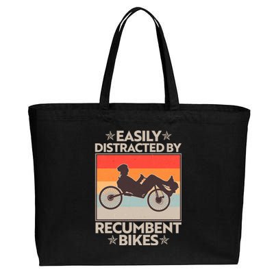 Vintage Easily Distracted By Recumbent Bikes Cotton Canvas Jumbo Tote