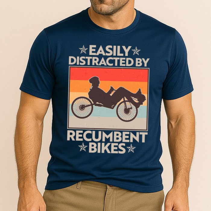 Vintage Easily Distracted By Recumbent Bikes Performance Shirt