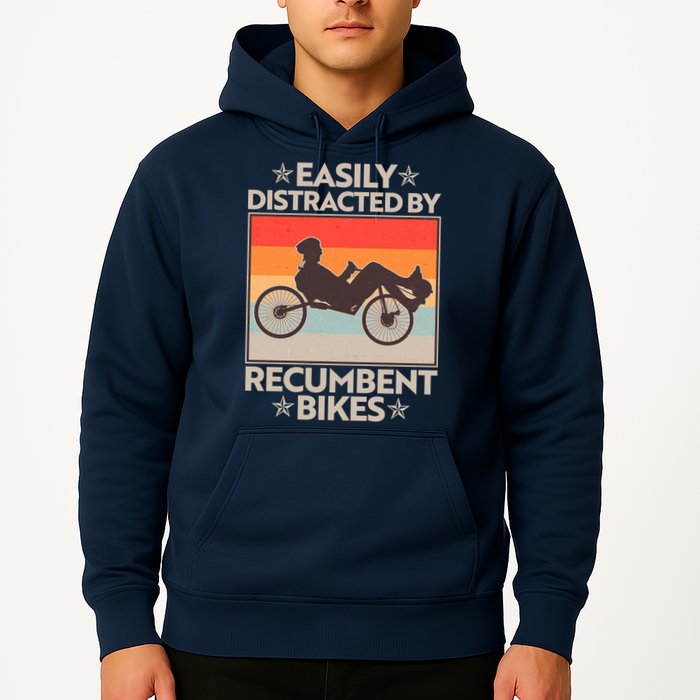 Vintage Easily Distracted By Recumbent Bikes Hoodie