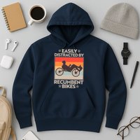 Vintage Easily Distracted By Recumbent Bikes Hoodie