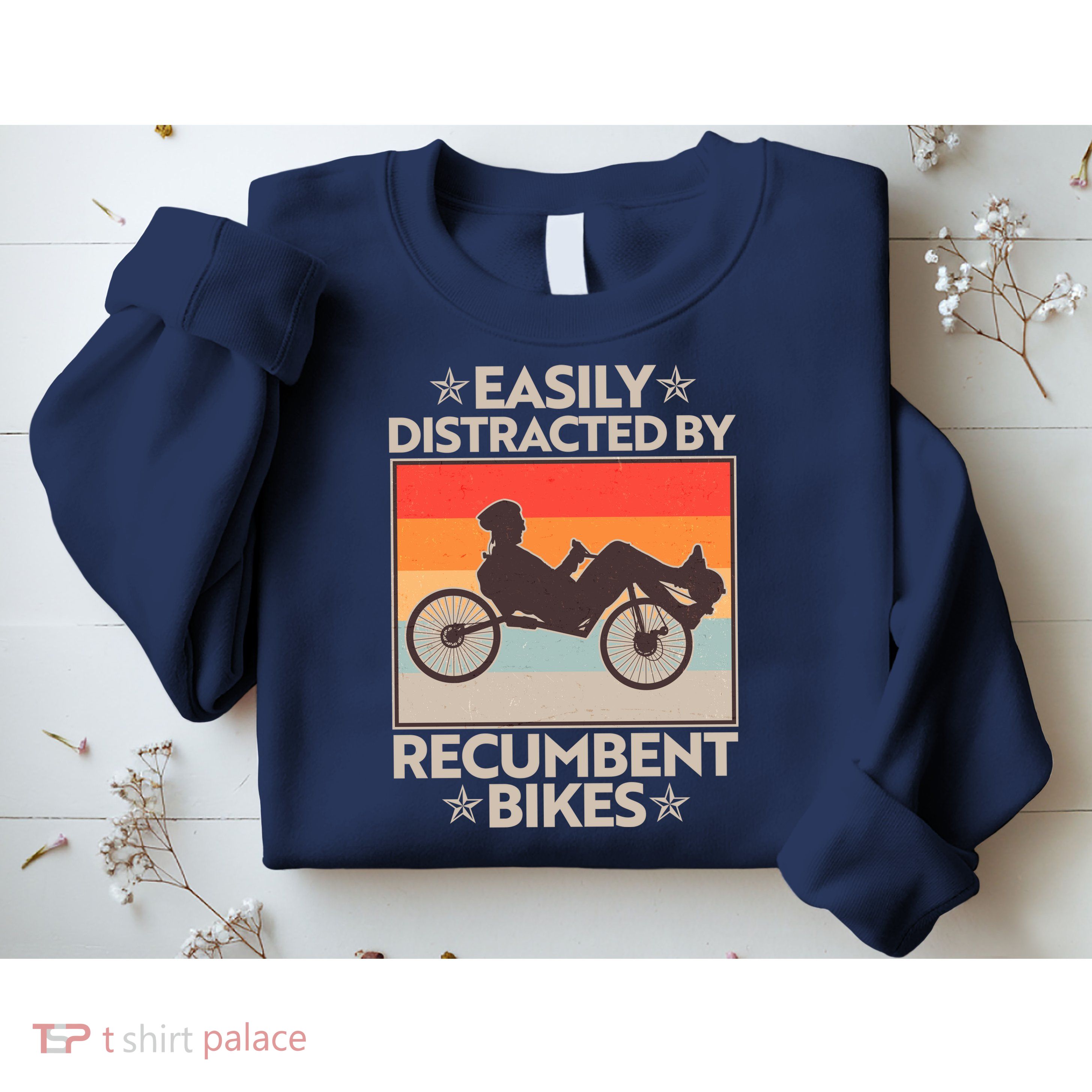 Vintage Easily Distracted By Recumbent Bikes Sweatshirt