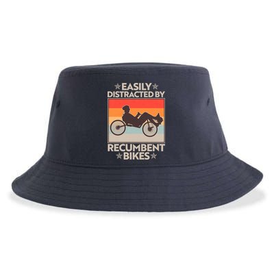 Vintage Easily Distracted By Recumbent Bikes Sustainable Bucket Hat