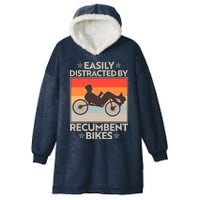 Vintage Easily Distracted By Recumbent Bikes Hooded Wearable Blanket