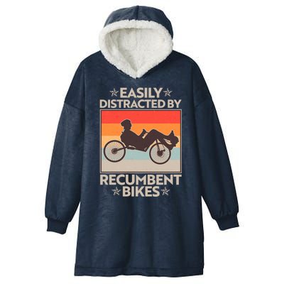 Vintage Easily Distracted By Recumbent Bikes Hooded Wearable Blanket