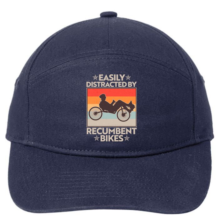 Vintage Easily Distracted By Recumbent Bikes 7-Panel Snapback Hat