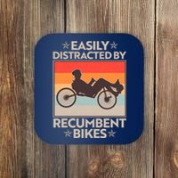 Vintage Easily Distracted By Recumbent Bikes Coaster