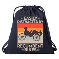 Vintage Easily Distracted By Recumbent Bikes Drawstring Bag