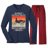 Vintage Easily Distracted By Recumbent Bikes Women's Long Sleeve Flannel Pajama Set 