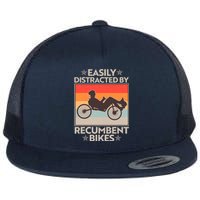 Vintage Easily Distracted By Recumbent Bikes Flat Bill Trucker Hat