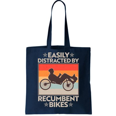 Vintage Easily Distracted By Recumbent Bikes Tote Bag