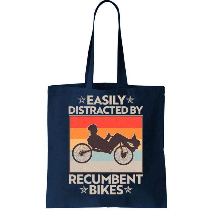 Vintage Easily Distracted By Recumbent Bikes Tote Bag