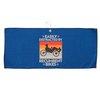 Vintage Easily Distracted By Recumbent Bikes Large Microfiber Waffle Golf Towel