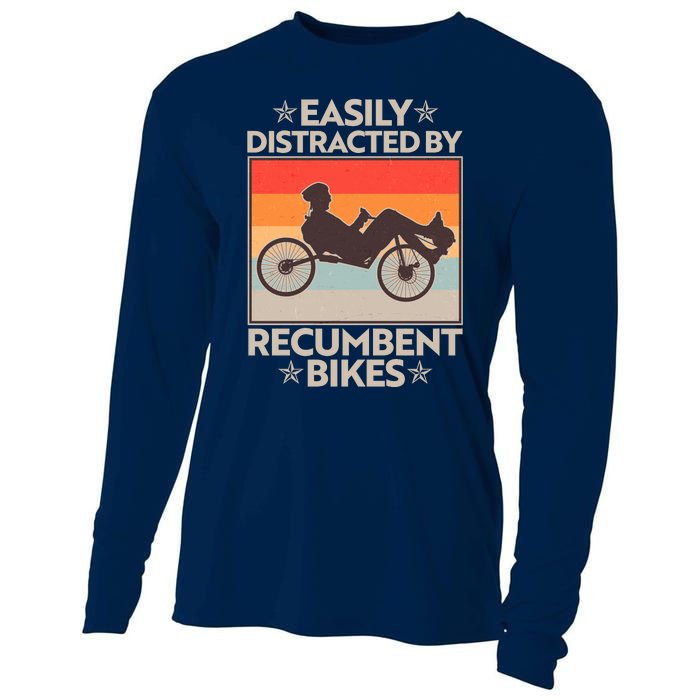 Vintage Easily Distracted By Recumbent Bikes Cooling Performance Long Sleeve Crew