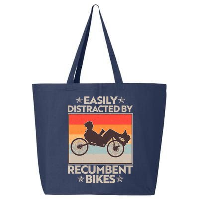 Vintage Easily Distracted By Recumbent Bikes 25L Jumbo Tote