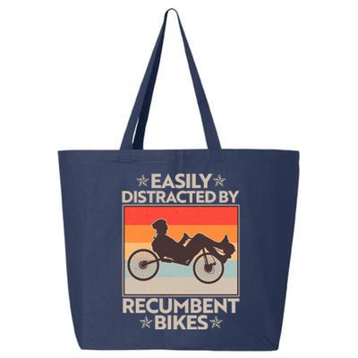 Vintage Easily Distracted By Recumbent Bikes 25L Jumbo Tote