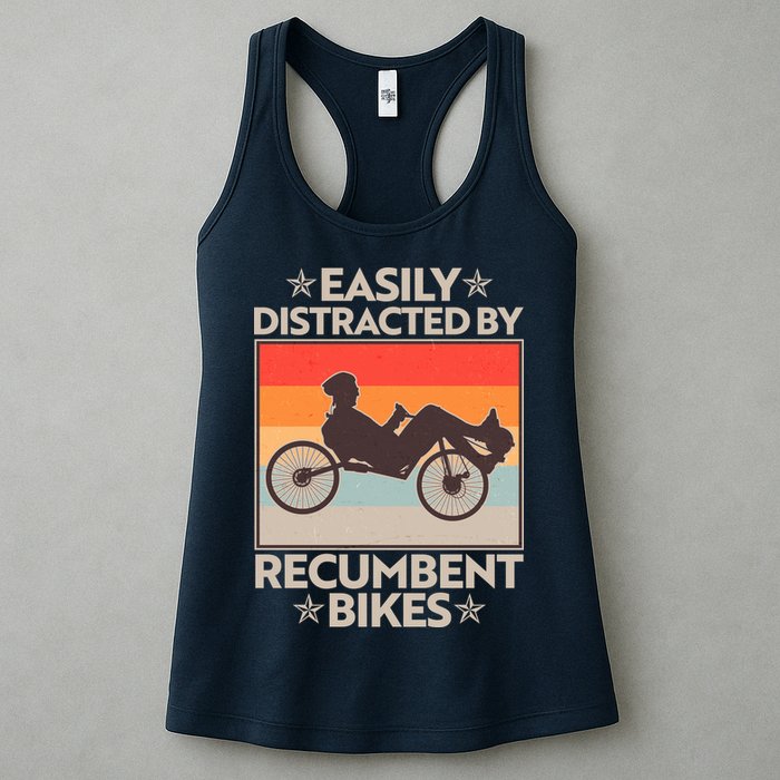 Vintage Easily Distracted By Recumbent Bikes Womens Tank Top