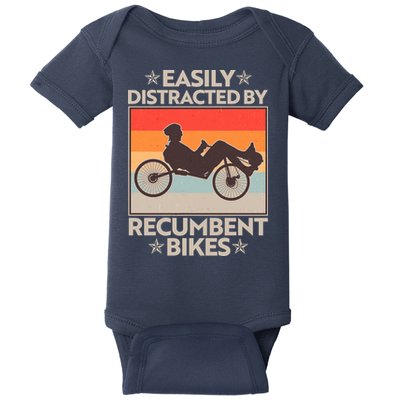 Vintage Easily Distracted By Recumbent Bikes Baby Bodysuit
