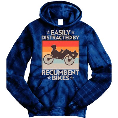Vintage Easily Distracted By Recumbent Bikes Tie Dye Hoodie